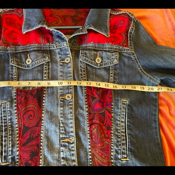 Gypsy bohemian jean jacket size XL Arizona upcycled unique - Picture 8 of 11